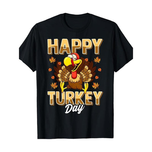 Thanksgiving Turkey Graphic T-Shirt for Men - 100% Cotton Crew Neck Casual Tee with Slight Stretch - All-Season Short Sleeve Pullover - Geometric Patterned Knit Fabric - Regular Fit Adult Casual Wear - 220g/m2 made in usa