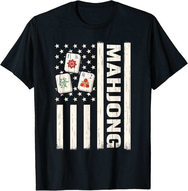 mah-jongg US Flag 4th of July mahjong american men T-Shirt Hoodie, Sweatshirt | DripVista.com