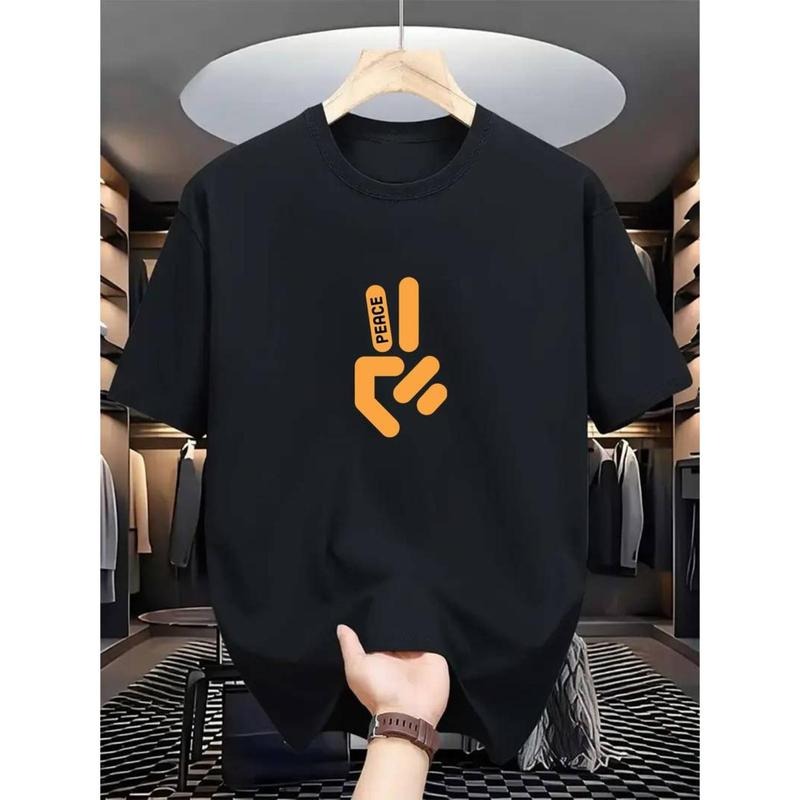 men gifts [Polyester Peace Sign Tee] Casual Polyester Men'WB shield Peace Sign Graphic Tee - Comfortable Round Neck...