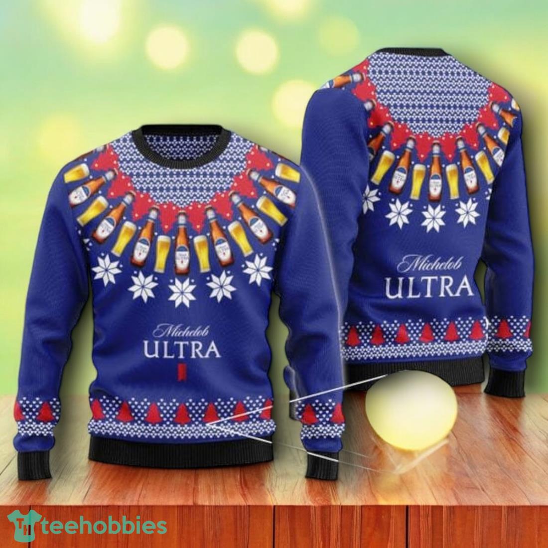 Michelob ULTRA Heart Pattern Fair Isle Ugly Christmas Sweater For Men Women