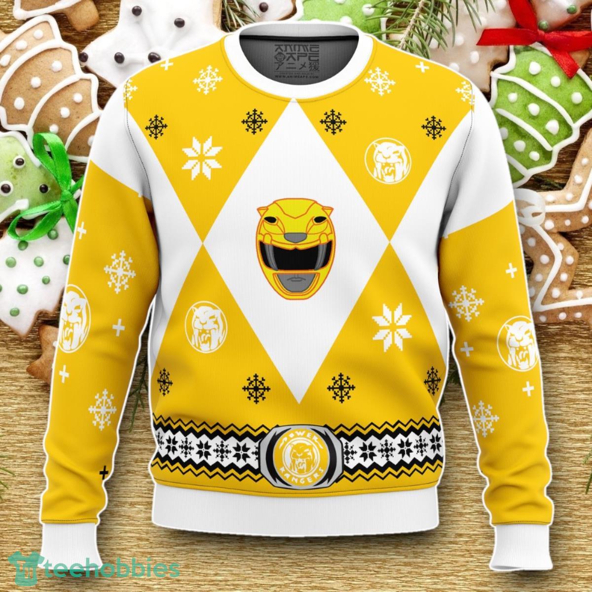 Mighty Morphin Power Rangers Yellow Ugly Christmas Sweater Luxurious Gift For Loved Ones