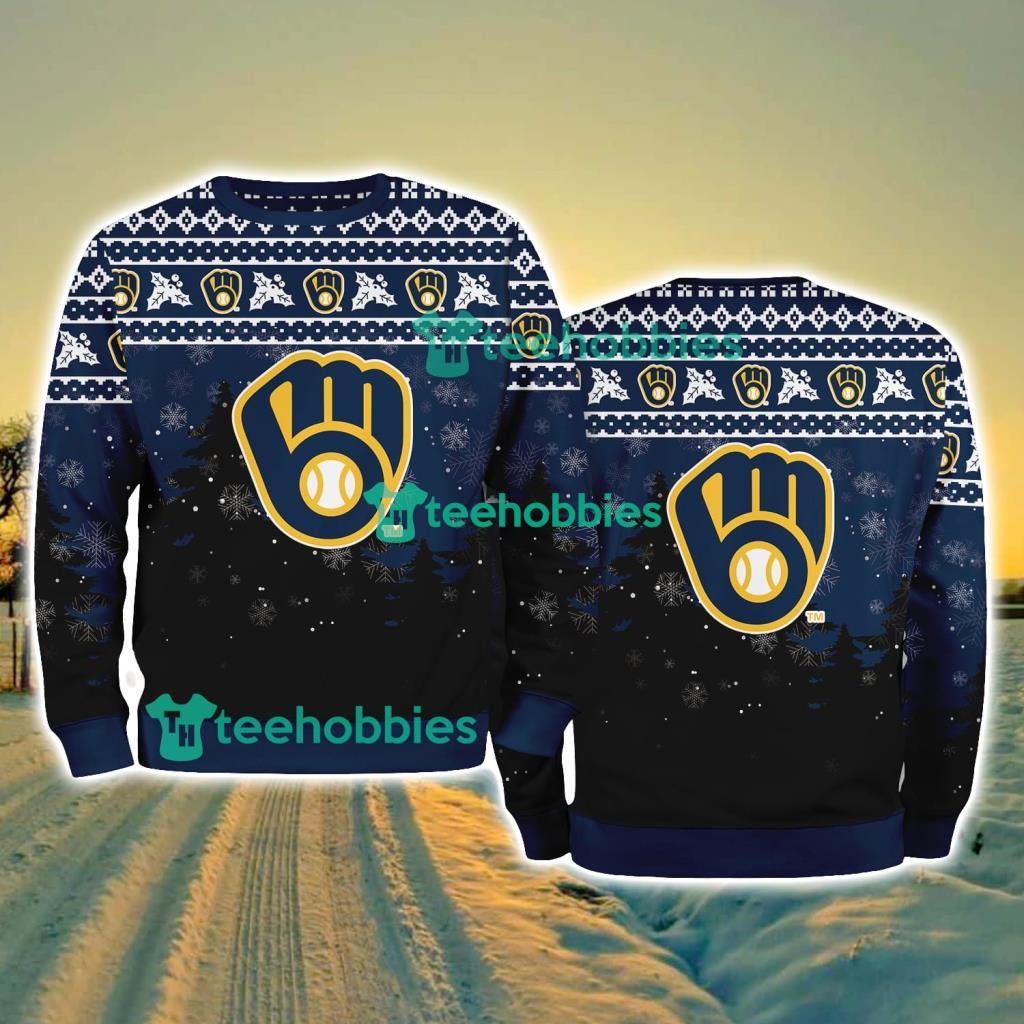 Milwaukee Brewers MLB Knitting Pattern Christmas Tree Pine Happy Ugly Sweater Merry Chistmas