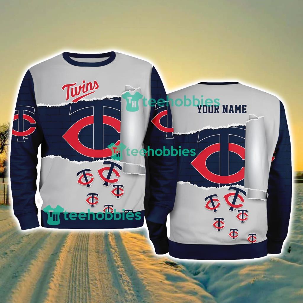 Minnesota Twins MLB Sporty Color Custom Name Christmas Ugly Sweater Gift For Fans