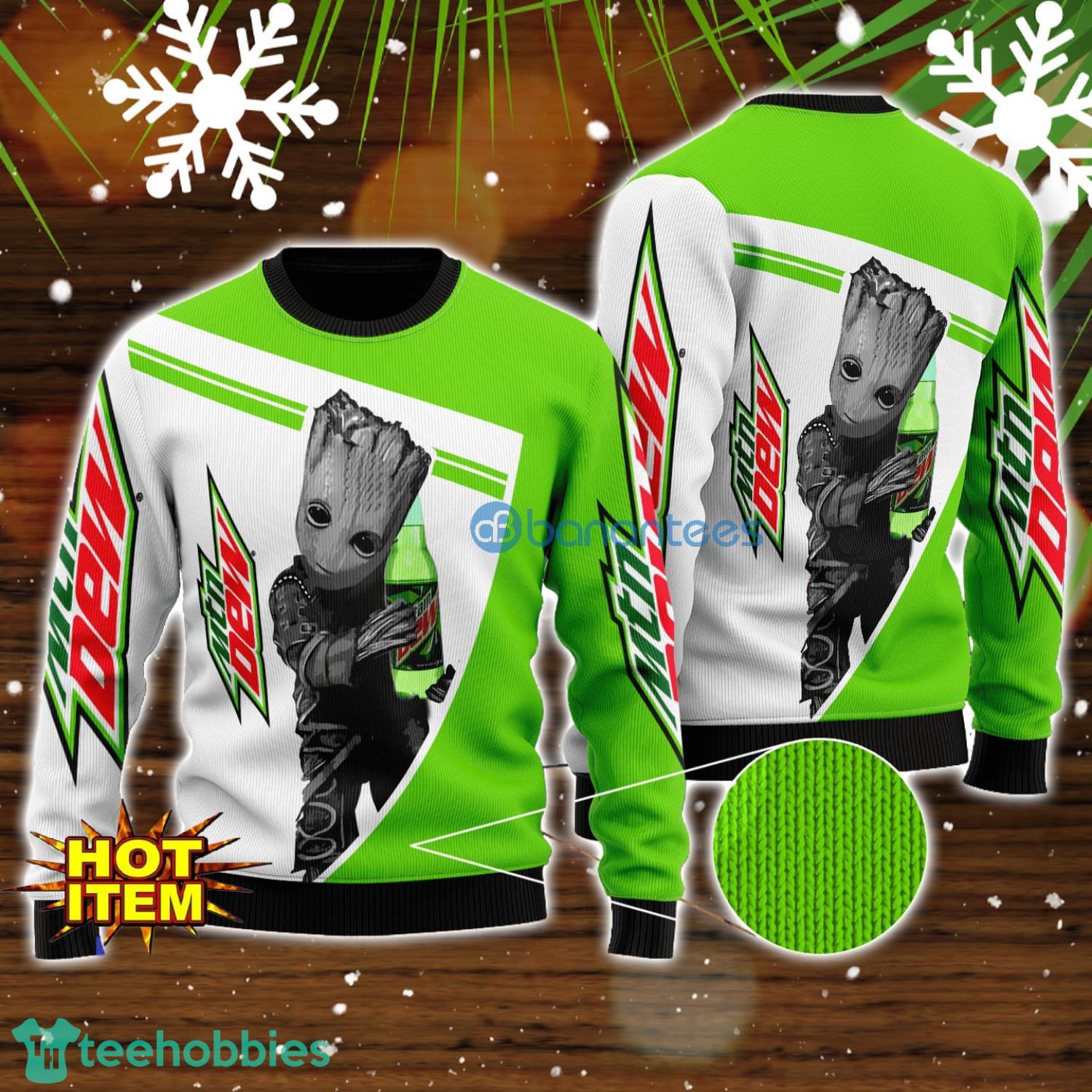 Mountain Dew And Baby Groot 3D Ugly Christmas Sweater For Men And Women Christmas Gift
