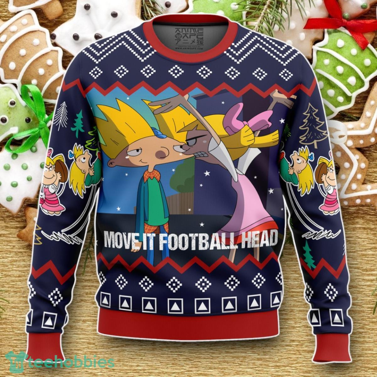 Move It Football Head Hey Arnold! Ugly Christmas Sweater Luxurious Gift For Loved Ones