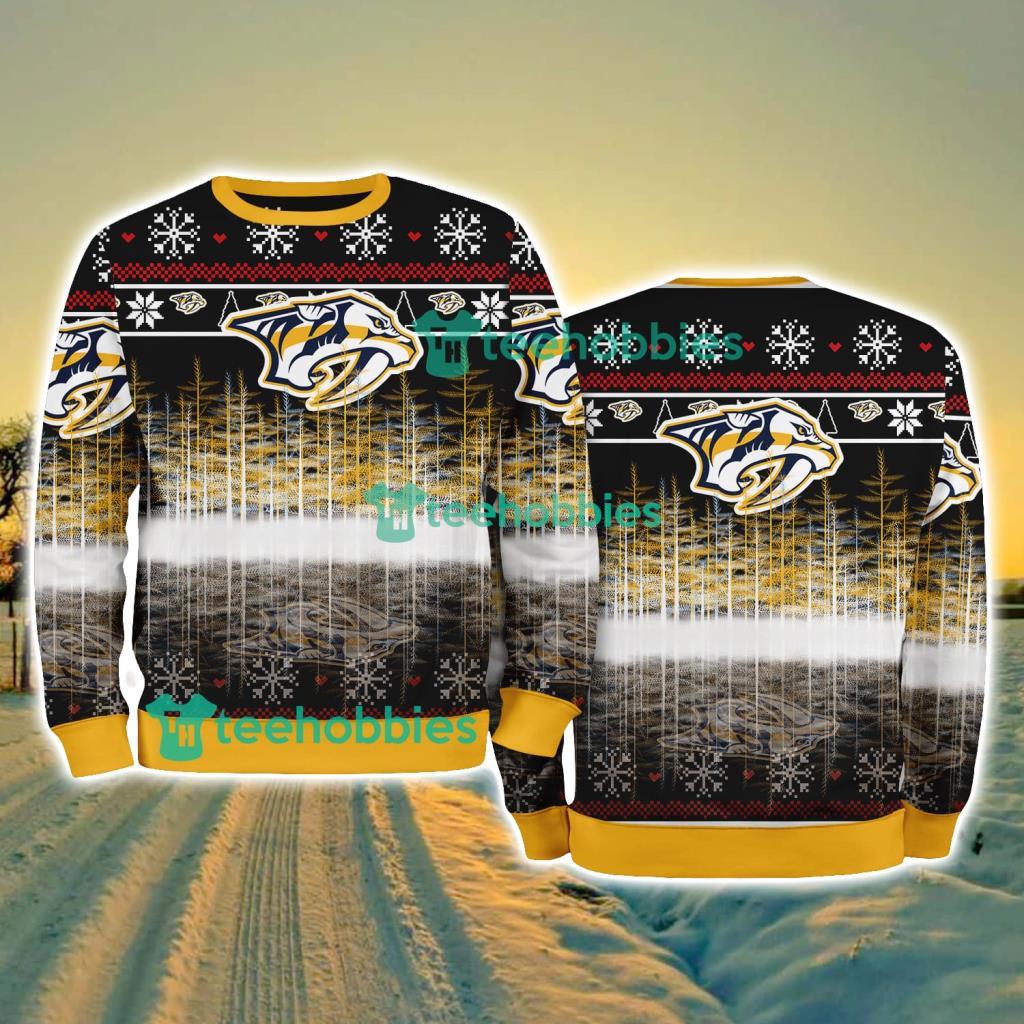 Nashville Predators Logo Brand Pine Tree Christmas Pattern Christmas Ugly Sweater