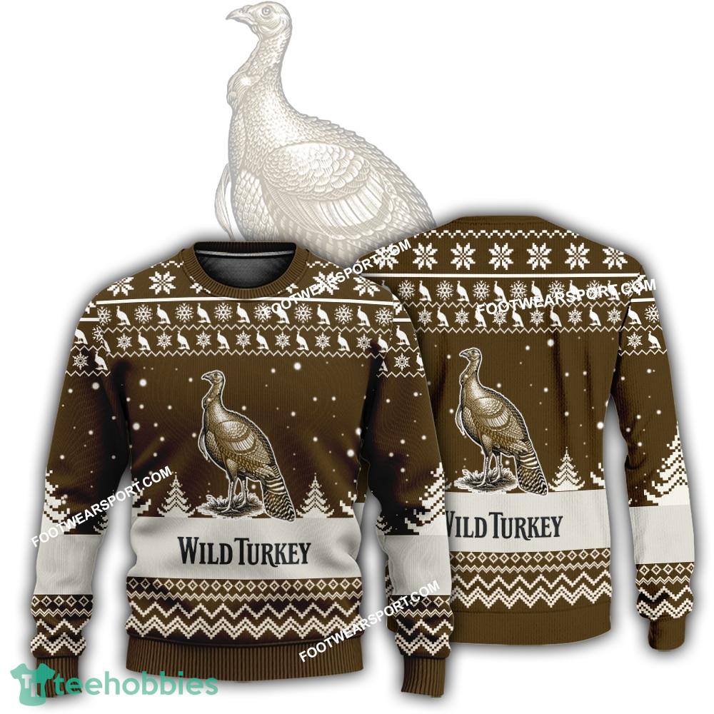New Logo Wild Turkey Whiskey Caspar Ugly Christmas Sweater Gift Holidays