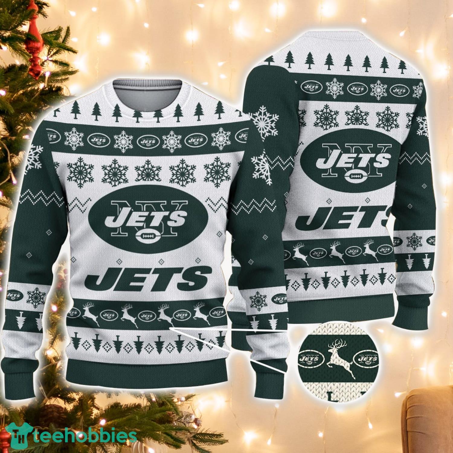 New York Jets Logo Ugly Christmas Sweater 3D Printed Unisex Sweater For Men And Women