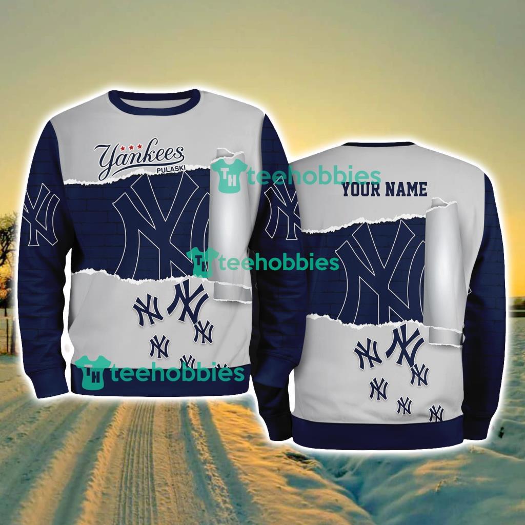 New York Yankees MLB Sporty Color Custom Name Christmas Ugly Sweater Gift For Fans