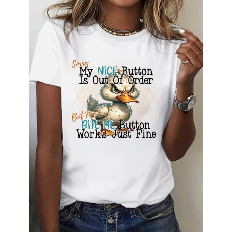 nice button out FOG duck tumbler Women'WB shield Casual T-Shirt, FOG & Stylish, Breathable, Creative Print for Any Season...
