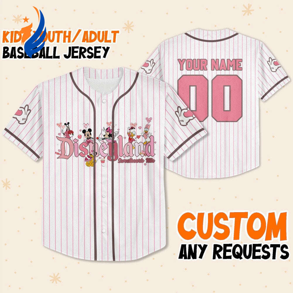 Customize Disney Mickey Friends Baseball Jersey - Kids Youth Adult Sizes Available - Bafud