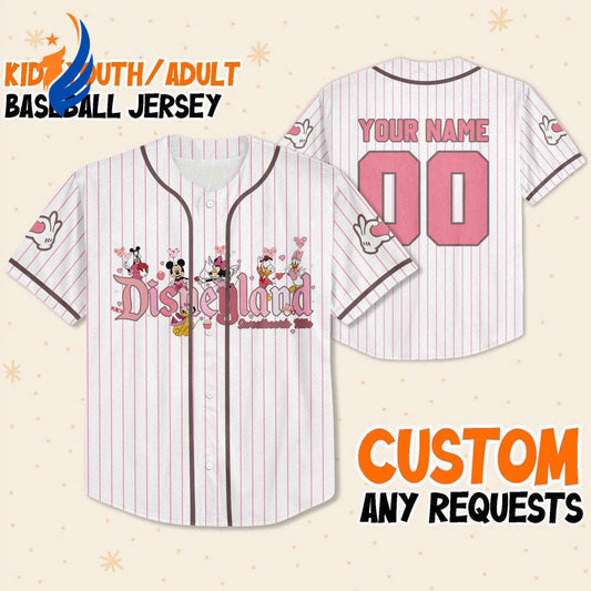Customize Disney Mickey Friends Baseball Jersey - Kids Youth Adult Sizes Available - Bafud