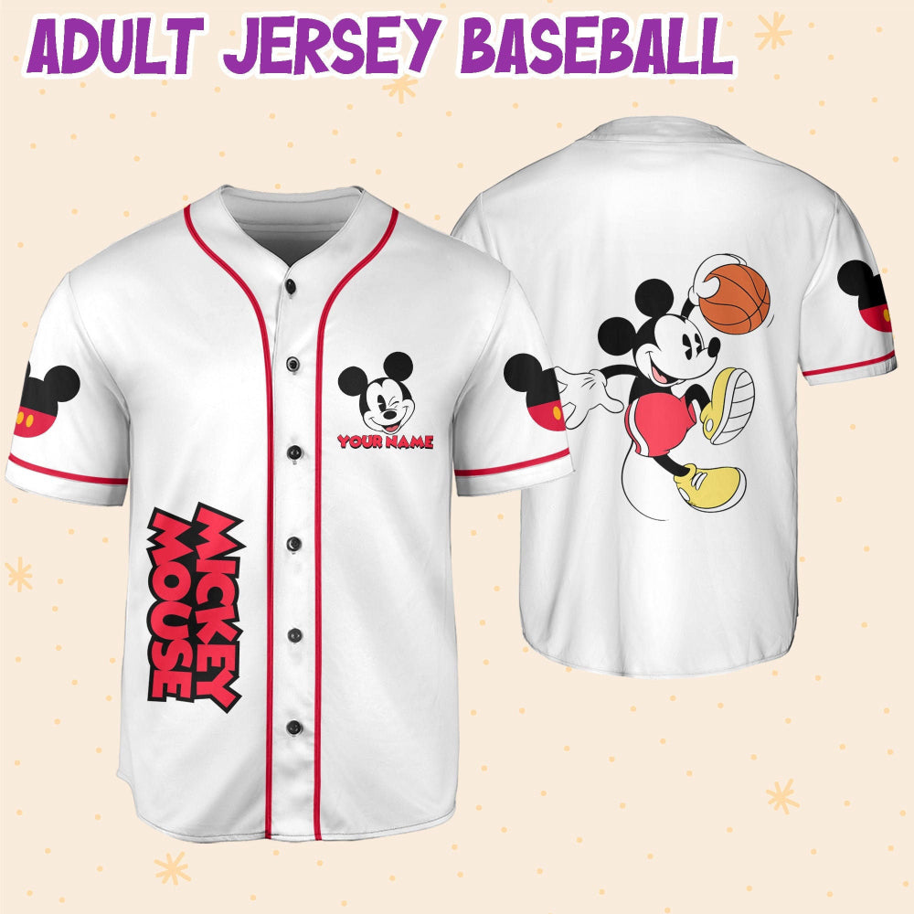 Get Your Personalized Baseball Jersey with Mickey Basketball Design - Customizable Sports Gear - Bafud
