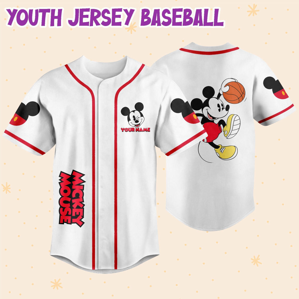 Get Your Personalized Baseball Jersey with Mickey Basketball Design - Customizable Sports Gear - Bafud