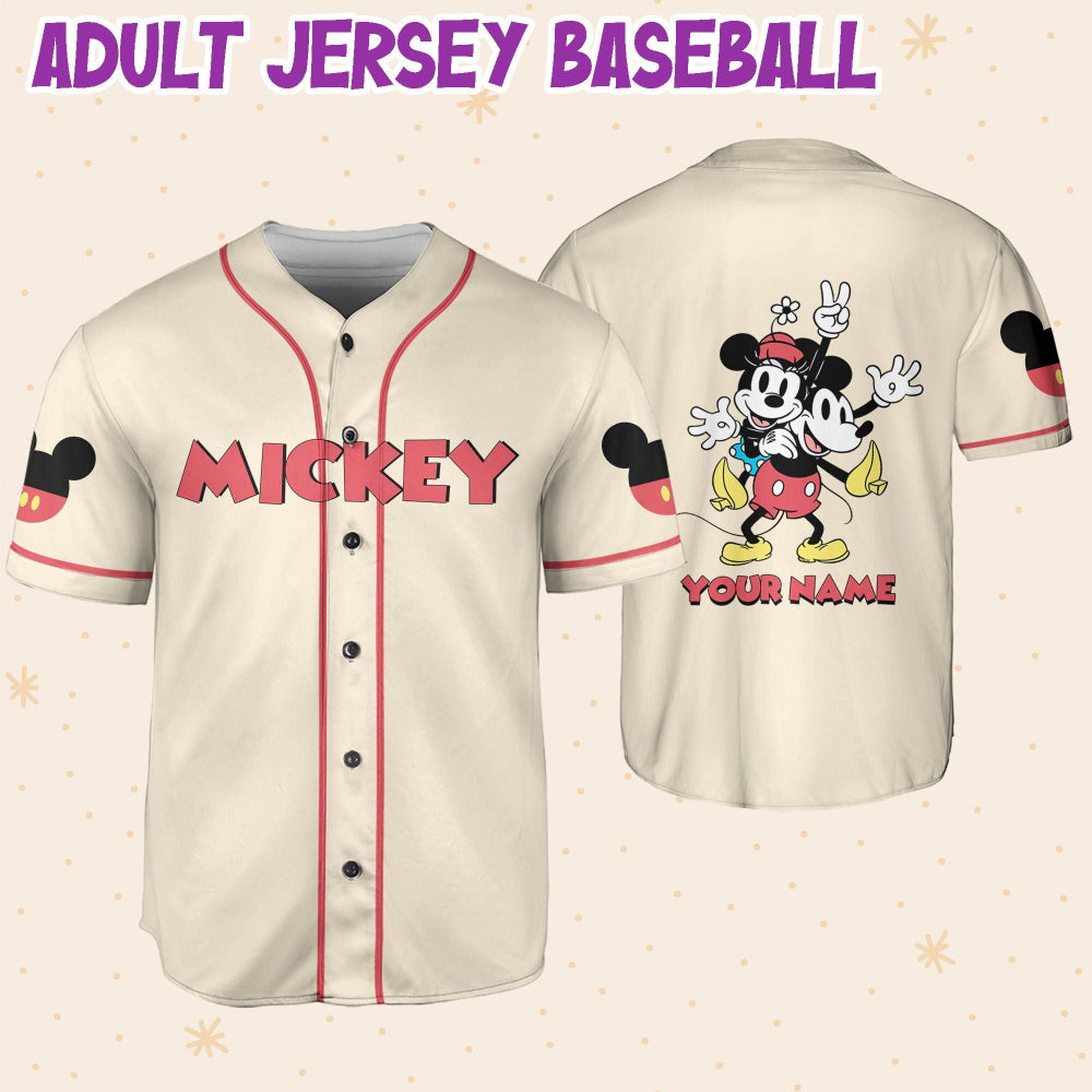 Customized Mickey Love Baseball Jersey with Personalized Horizontal Text - Get Yours Now! - Bafud