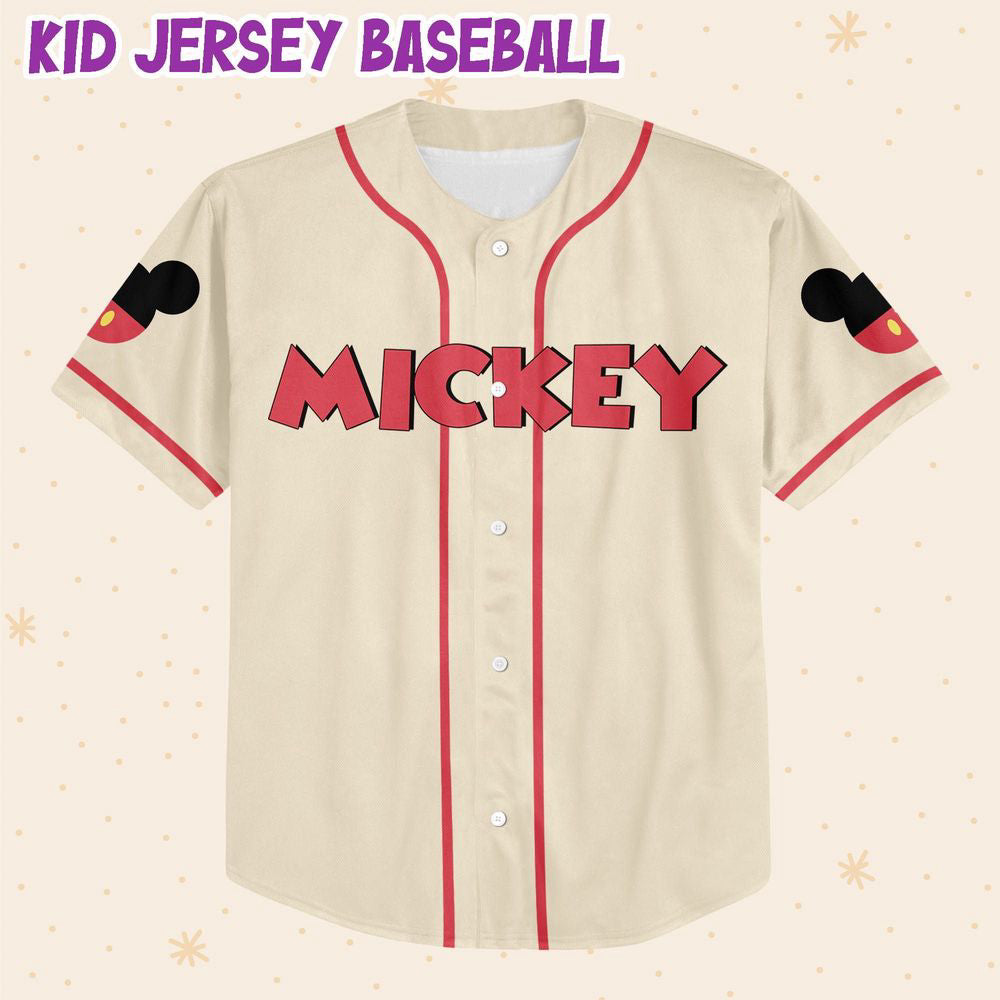 Customized Mickey Love Baseball Jersey with Personalized Horizontal Text - Get Yours Now! - Bafud