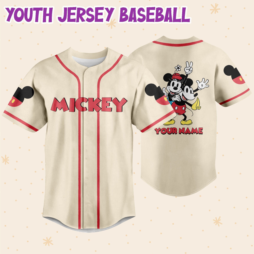 Customized Mickey Love Baseball Jersey with Personalized Horizontal Text - Get Yours Now! - Bafud
