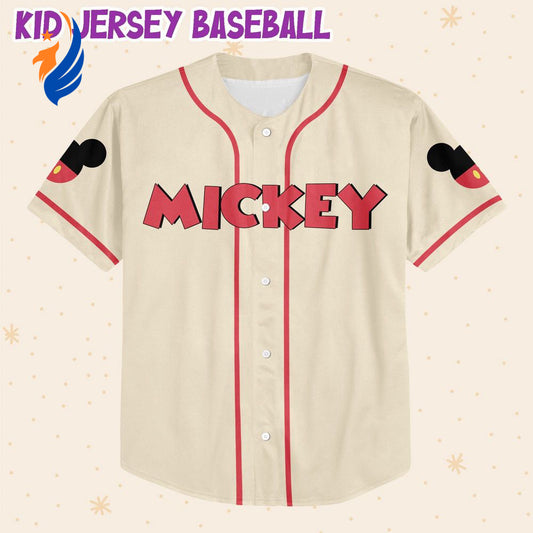Customized Mickey Love Baseball Jersey with Personalized Horizontal Text - Get Yours Now! - Bafud