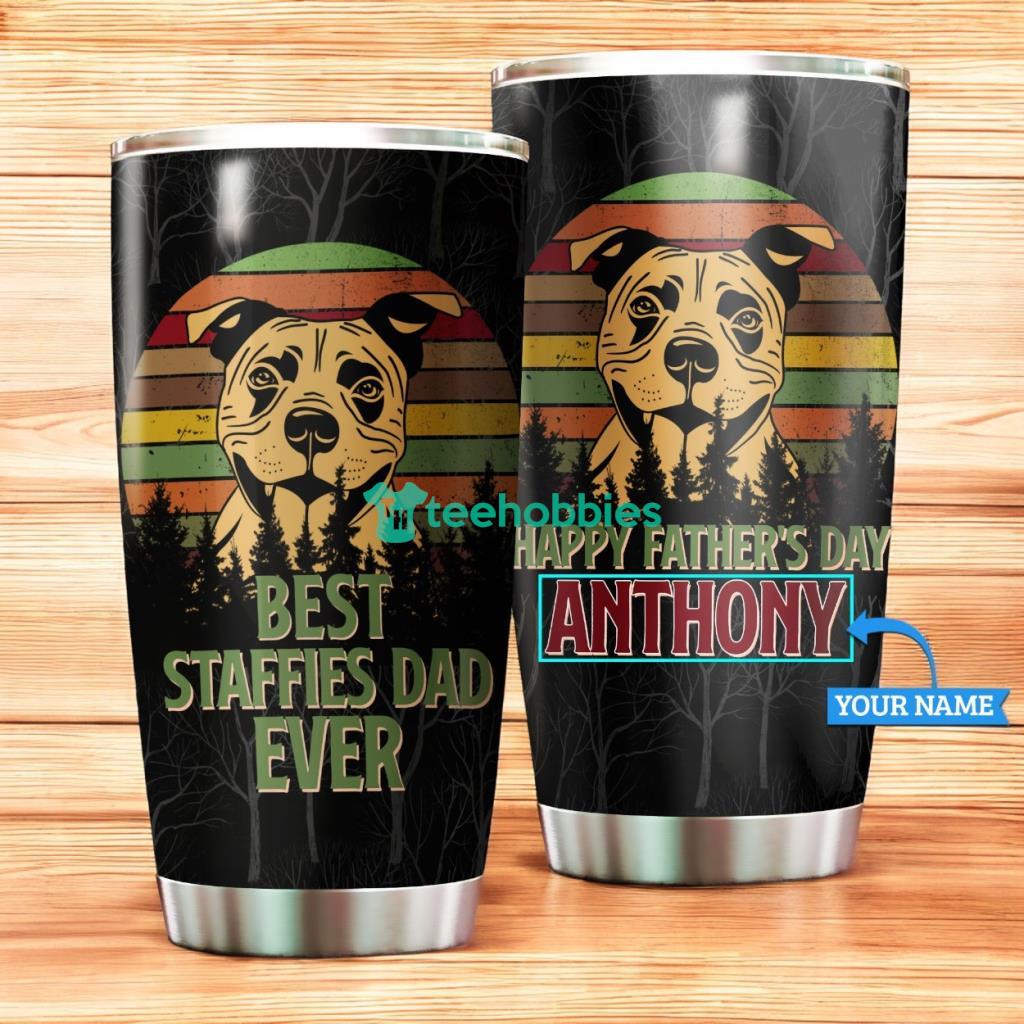 Personalized Dog Dad Staffies Stainless Steel Tumbler