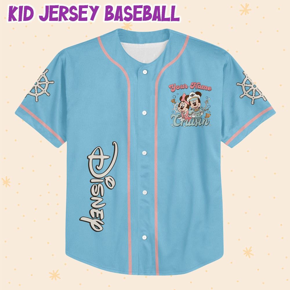 Custom Mickey Minnie Cruisin Baseball Jersey - Personalized Disney Sports Shirt - Bafud