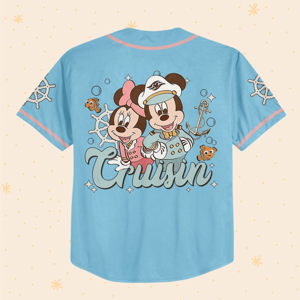 Custom Mickey Minnie Cruisin Baseball Jersey - Personalized Disney Sports Shirt - Bafud