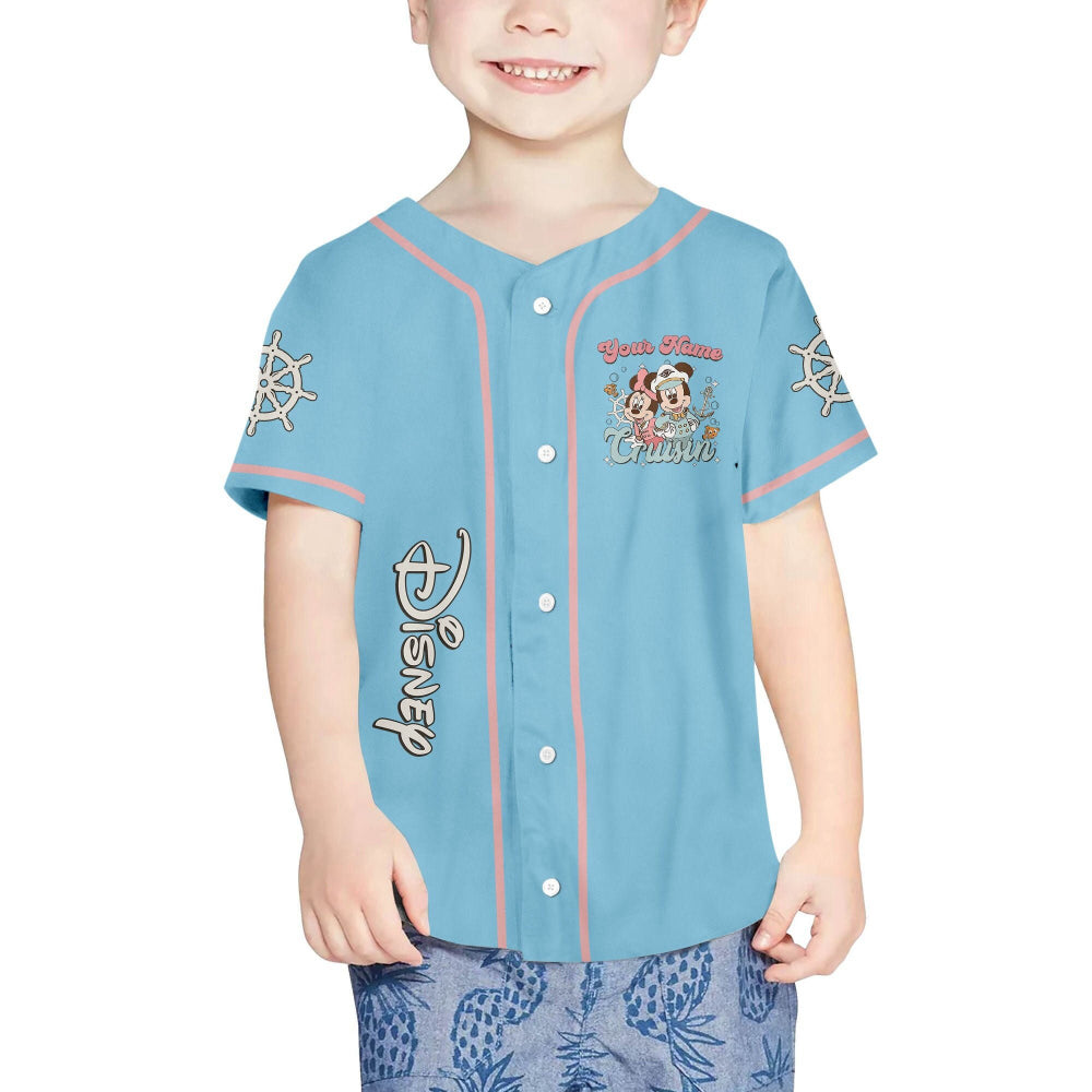Custom Mickey Minnie Cruisin Baseball Jersey - Personalized Disney Sports Shirt - Bafud