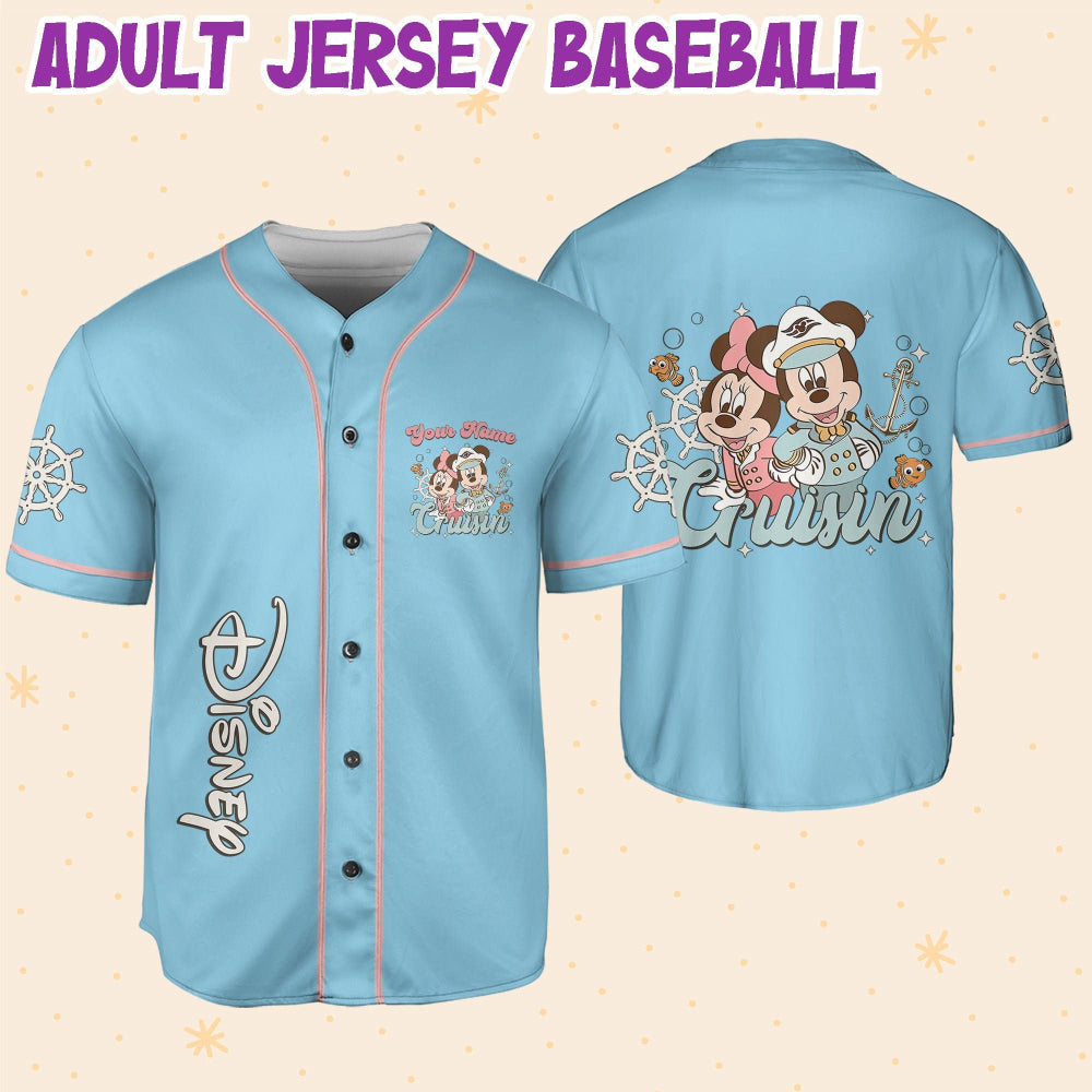 Custom Mickey Minnie Cruisin Baseball Jersey - Personalized Disney Sports Shirt - Bafud