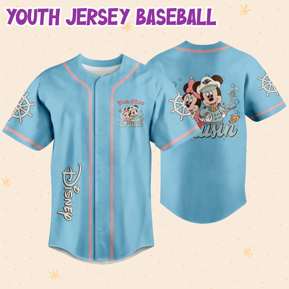 Custom Mickey Minnie Cruisin Baseball Jersey - Personalized Disney Sports Shirt - Bafud
