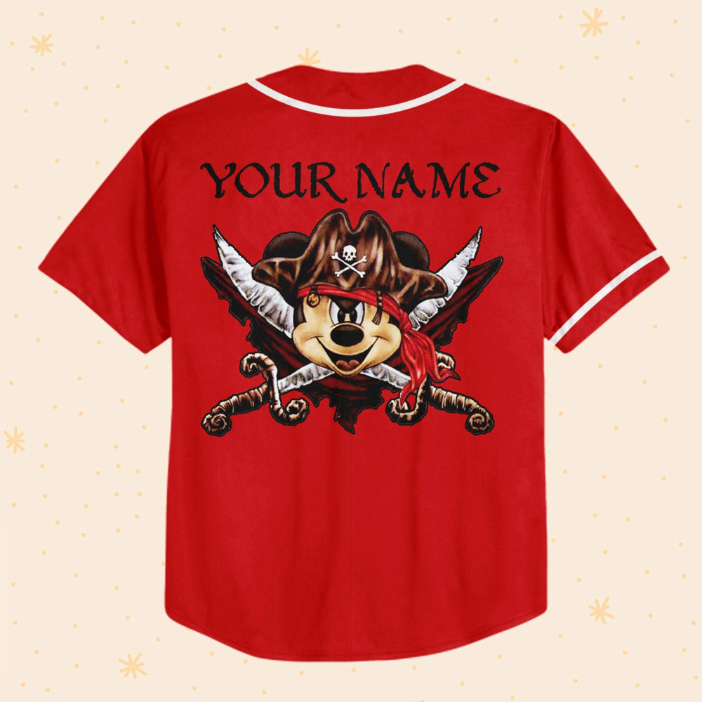 Custom Mickey Mouse Pirates Baseball Jersey - Personalized Disney Apparel - Bafud