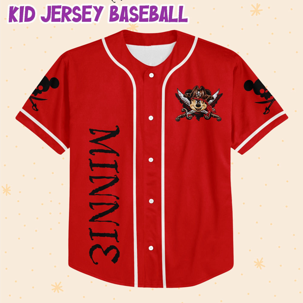 Custom Mickey Mouse Pirates Baseball Jersey - Personalized Disney Apparel - Bafud