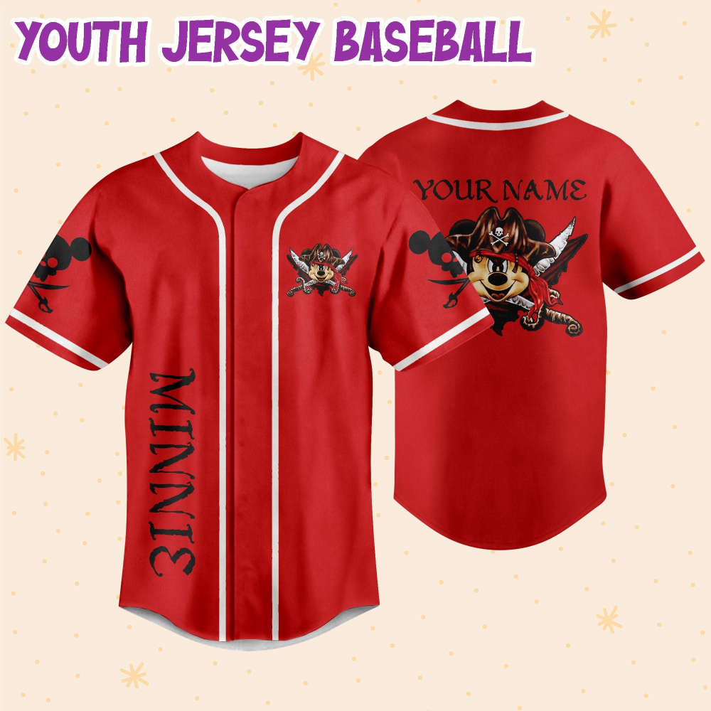 Custom Mickey Mouse Pirates Baseball Jersey - Personalized Disney Apparel - Bafud
