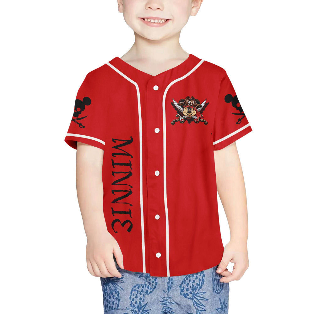 Custom Mickey Mouse Pirates Baseball Jersey - Personalized Disney Apparel - Bafud