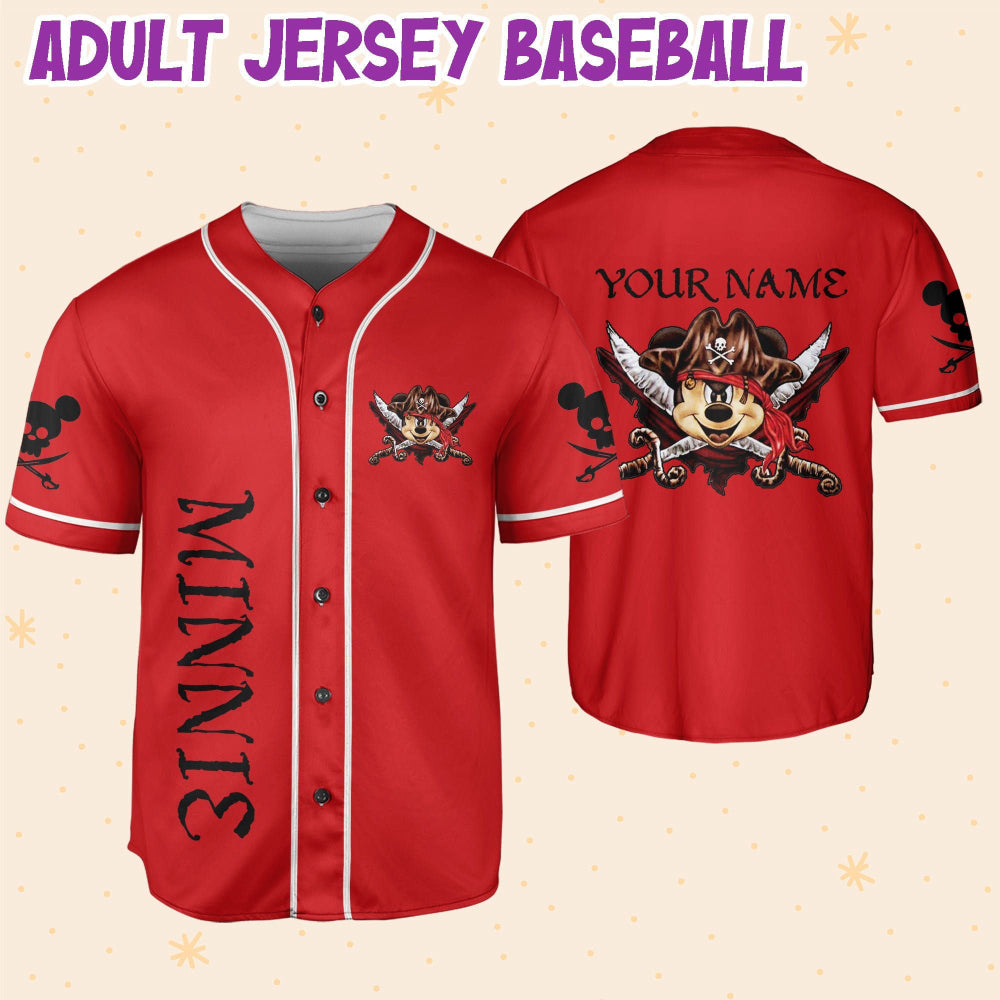 Custom Mickey Mouse Pirates Baseball Jersey - Personalized Disney Apparel - Bafud