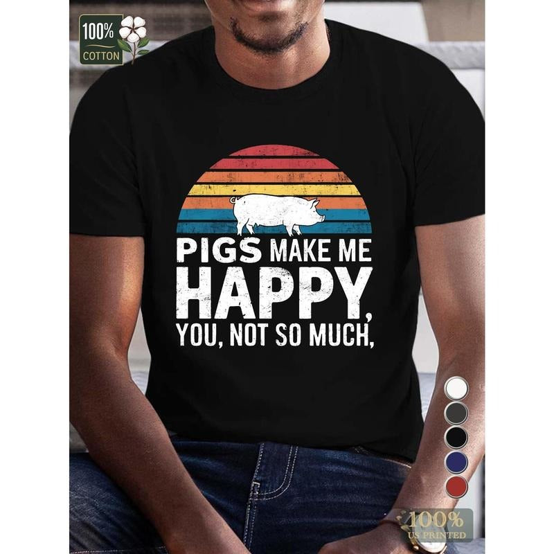 pigs Happy pure cotton men's Tshirt comfort fit made in usa Hoodie, Sweatshirt | DripVista.com