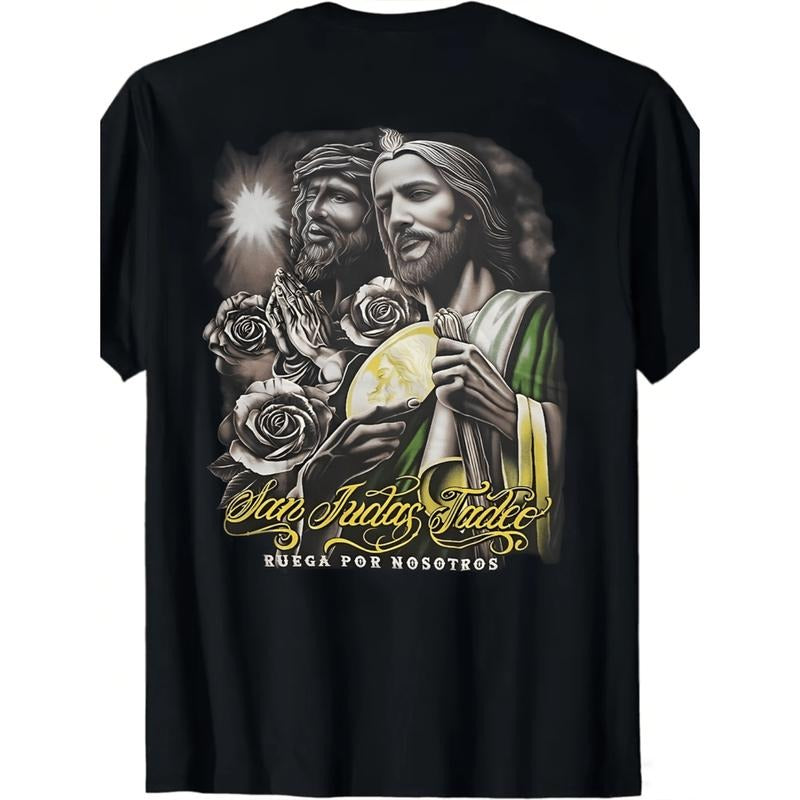prayer floral graphic Lightsaber brand shirt 100 cotton WB shield neck short sleeve casual mens tee machine washable 180...