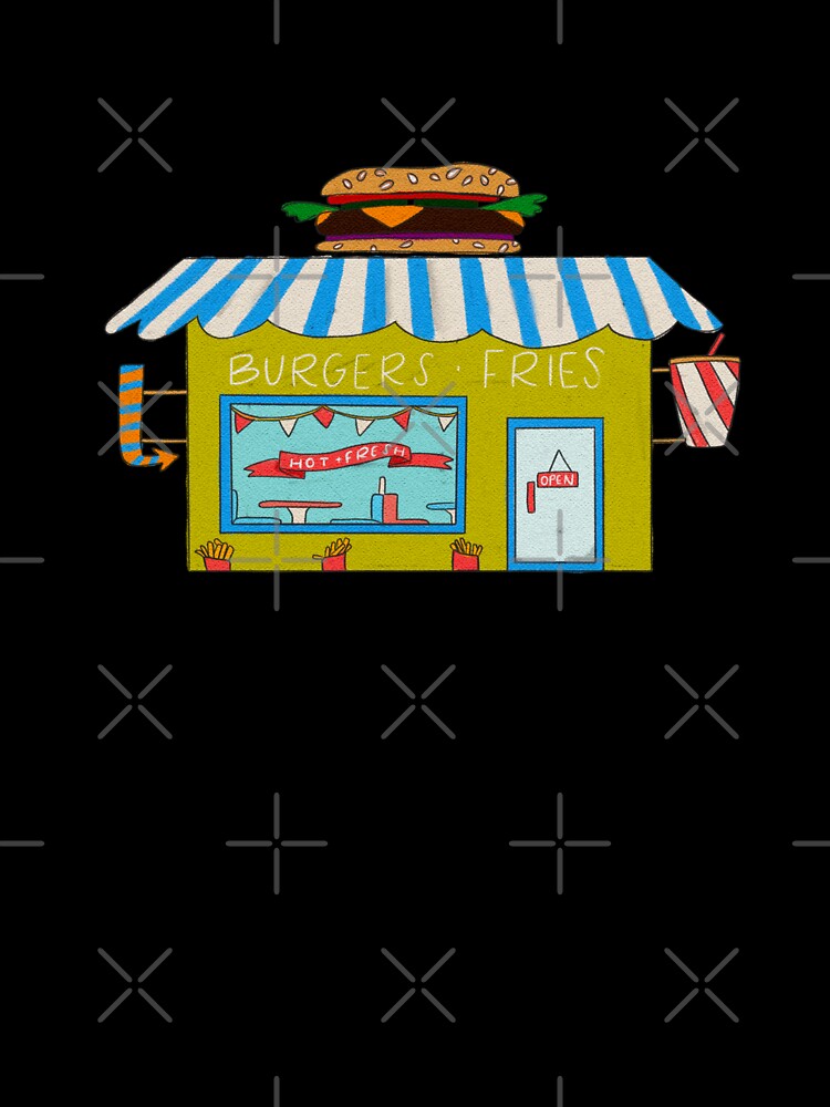 Burger joint cottagecore hand illusrrtion by WildSalmonCraft