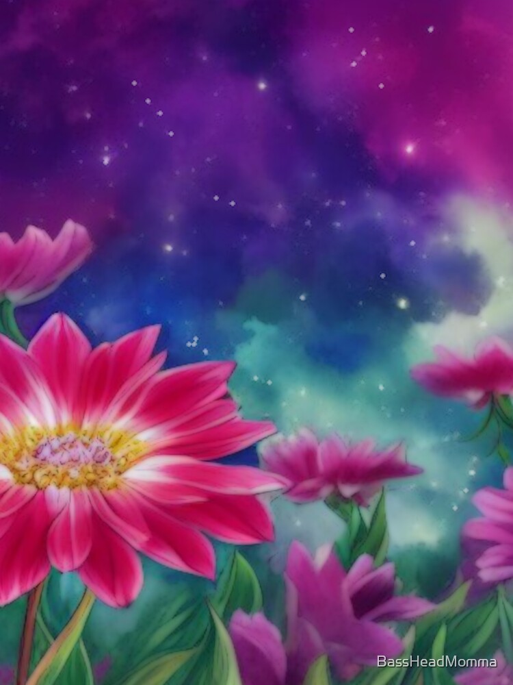 Soft Floral Starry Sky Watercolor No 5 by BassHeadMomma