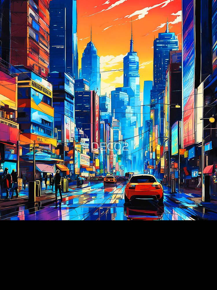 Pop Art Culture Colorful Comic-Style Urban City by DEC02