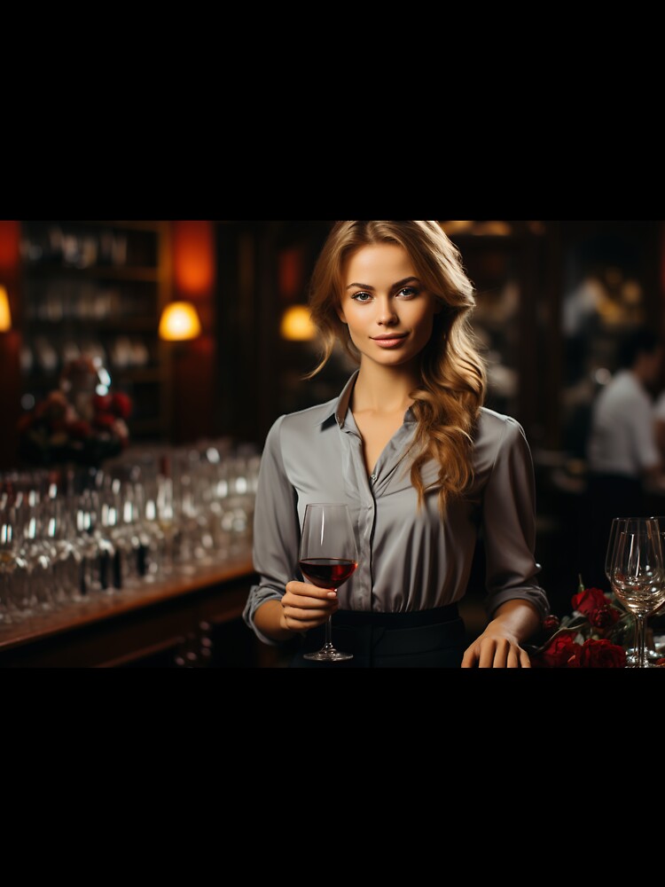 Lady Sommelier Educating Wine for Upscale Restaurant by TheBrainArt
