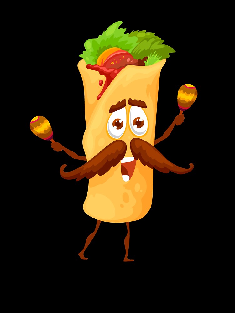 Funny Taco Character With Mustache by RanoStore