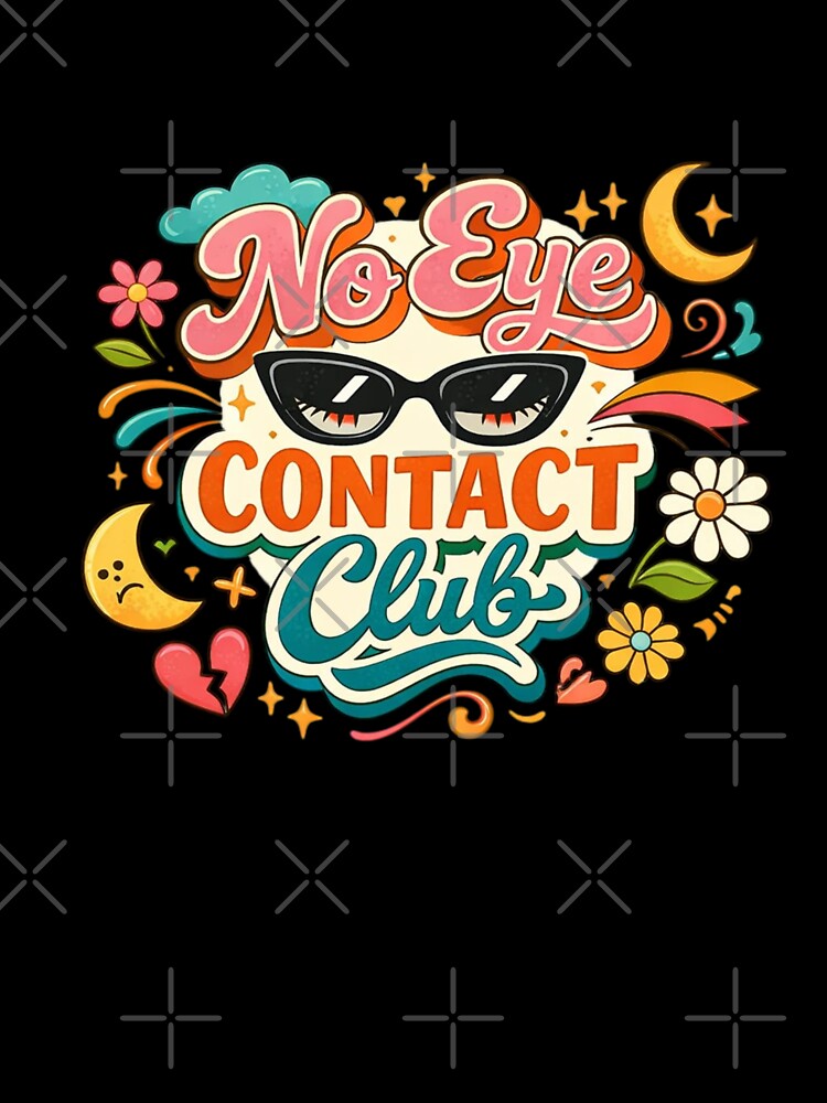No Eye Contact Club Cute Retro Sticker Design | Introvert Humor by Sanika arts