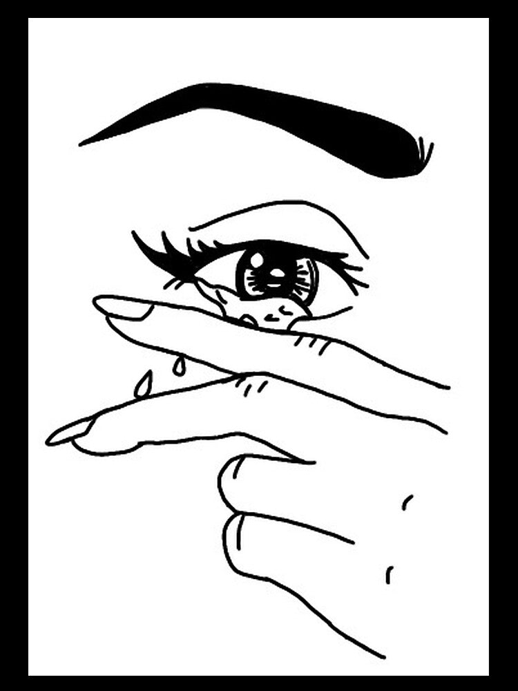 Indie Soft Crying Vintage Aesthetic Line Art by vibeytees