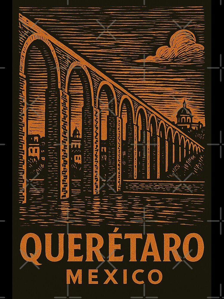 Queretaro Mexico Linocut Style by Thistle-TShop