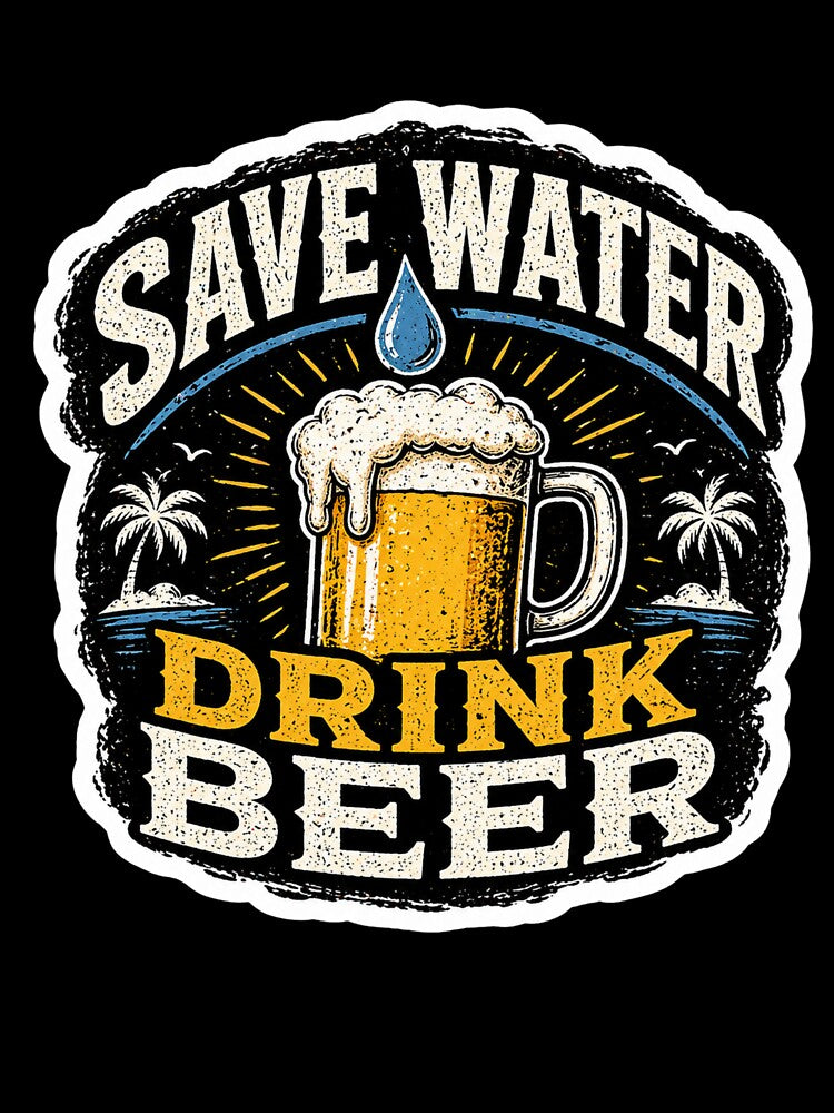 Save Water Drink Beer Sticker – Funny Beer Quote, Drinking Humor Design by LazyMoodStudio