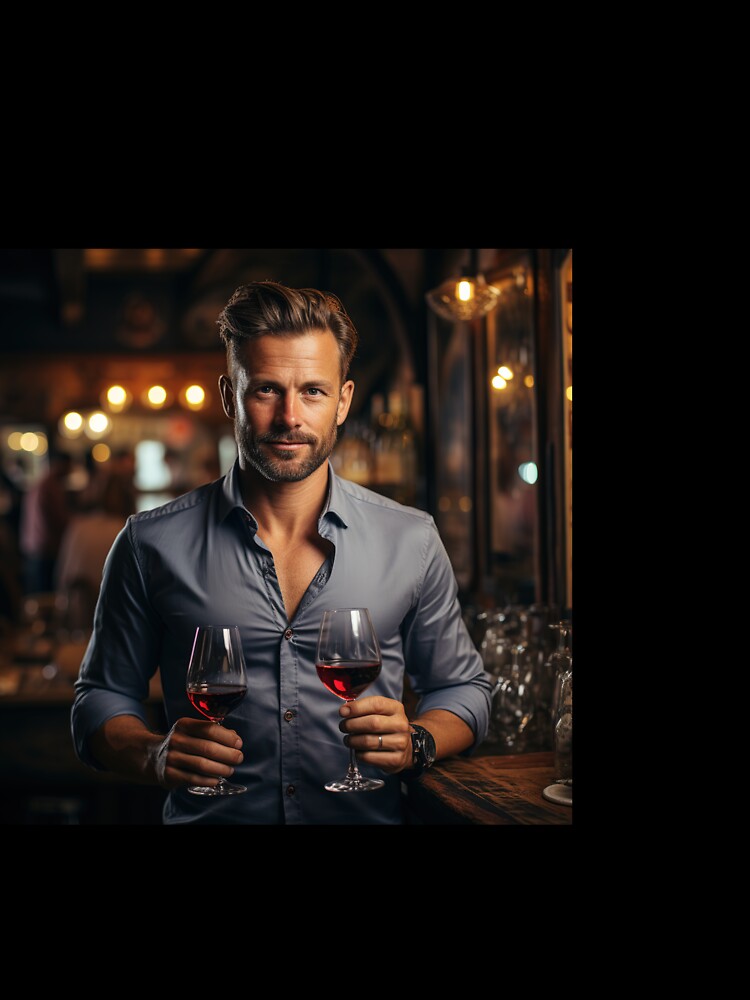 Sommelier Pairing Wine for Upscale Restaurant by TheBrainArt