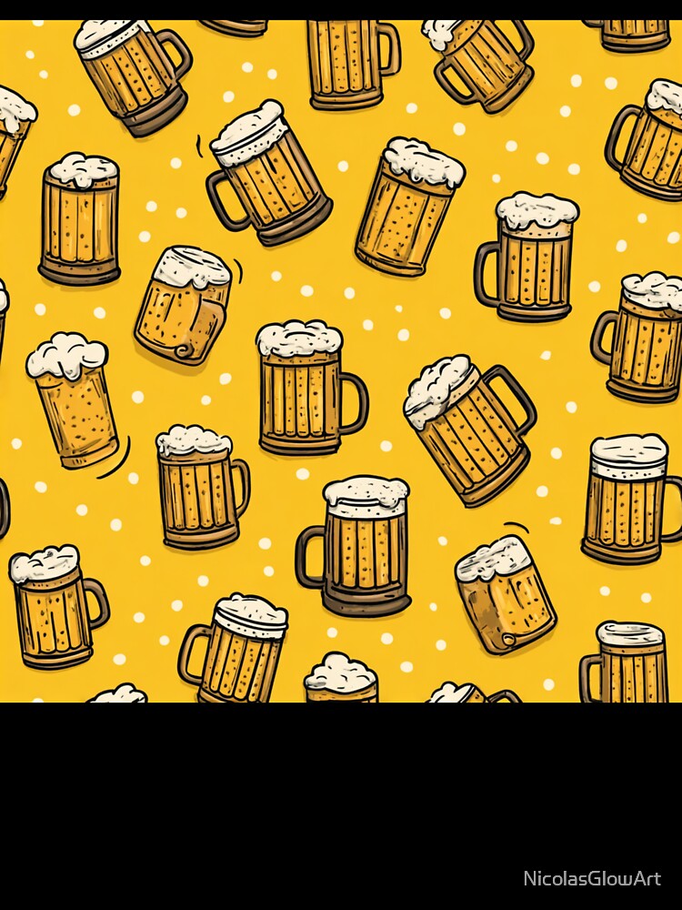 Cartoon Beer Mugs Pattern Brew Drinker Design by NicolasGlowArt