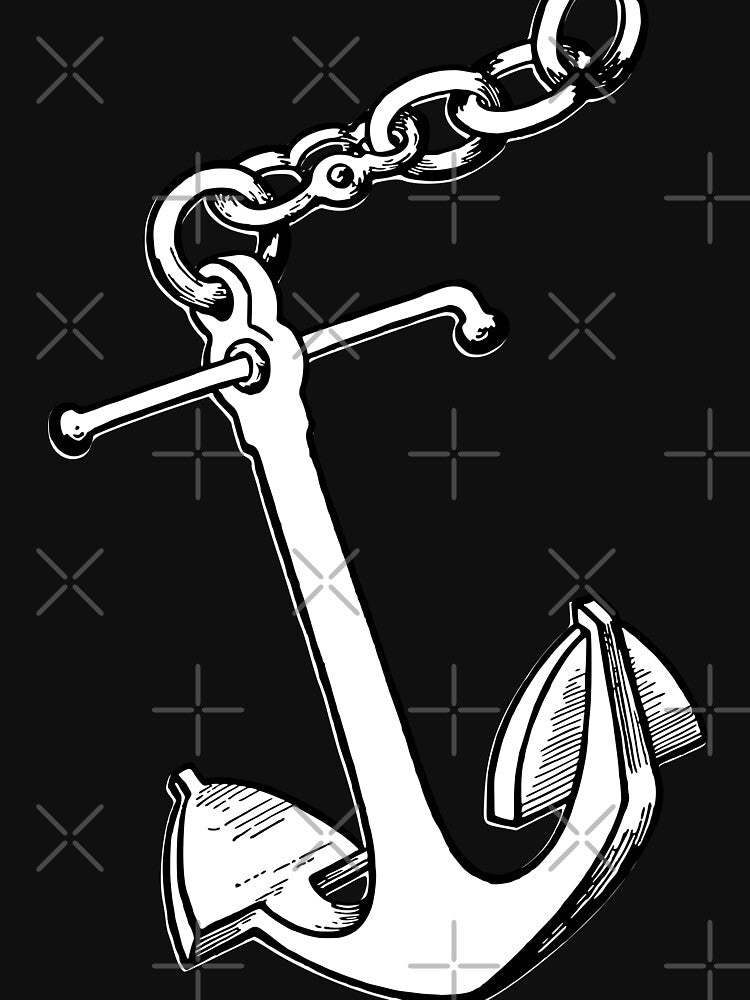 Black and White Anchor Line Art Pattern by BrightMint