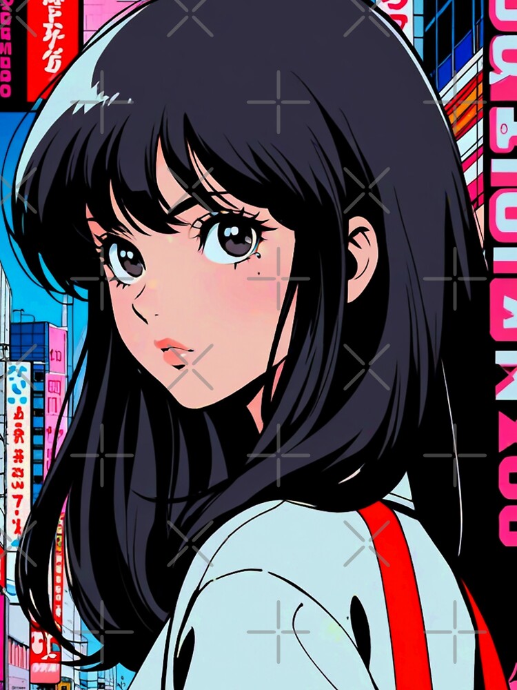 Retro 90s Anime Girl City Pop Aesthetic by ShadowsInk
