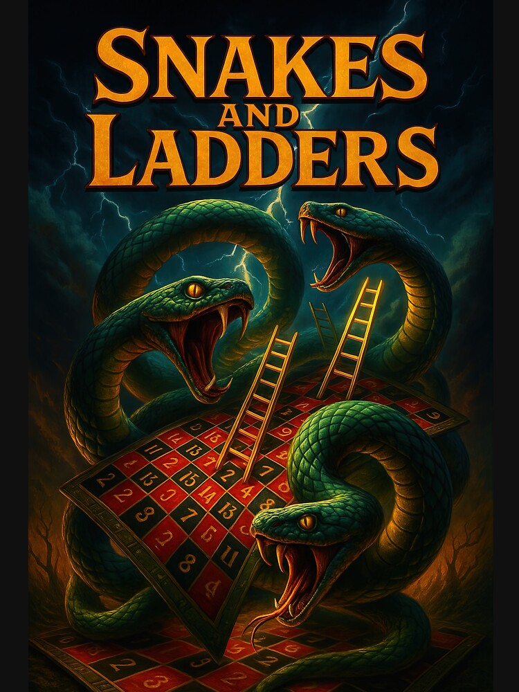 Classic Snakes and Ladders Board Game Design by Retr0Tshirts