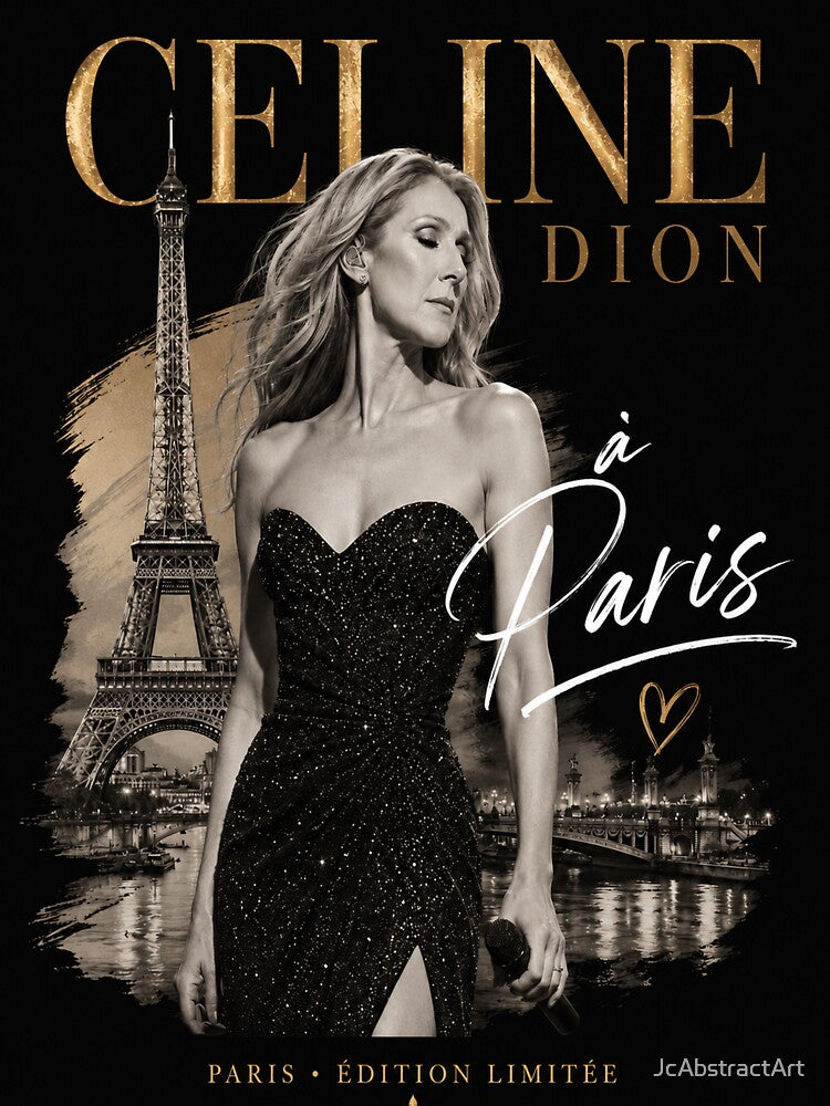 Celine Dion in Paris – Limited Edition | Premium Black and Gold by JcAbstractArt